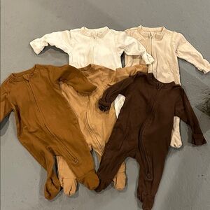 Old Navy Kids Pajamas Footies - Brown, Cream, and White